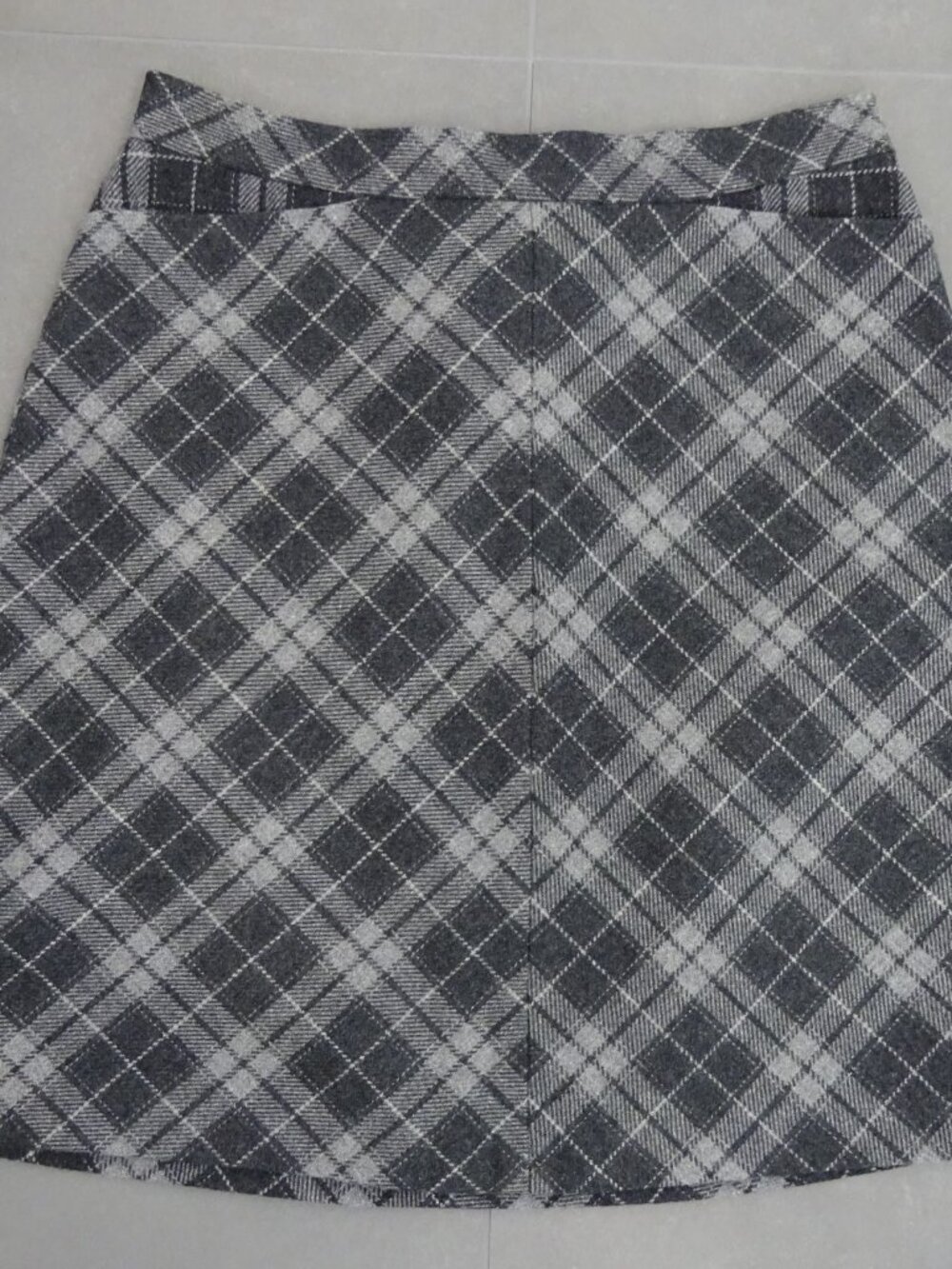 Vtg Y2K Gap Wool Blend Plaid A-Line Skirt Gray Black Preppy Academia Size 4